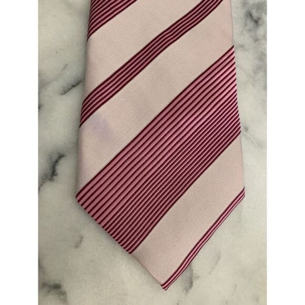 Alberto Zerra 100% Silk Handmade Pink White Striped Tie